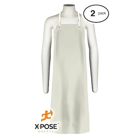 Xpose Safety White Heavy Duty Vinyl Waterproof Apron, 2PK AG150-2-S